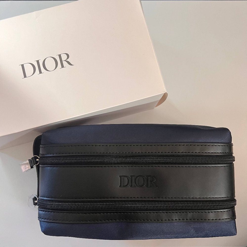 DIOR black and navy travel pouch w many storage sections!!